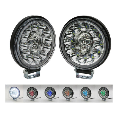 Par De Faros Calavera 26 Leds 4 Funciones Blanco-rgb 12-24v