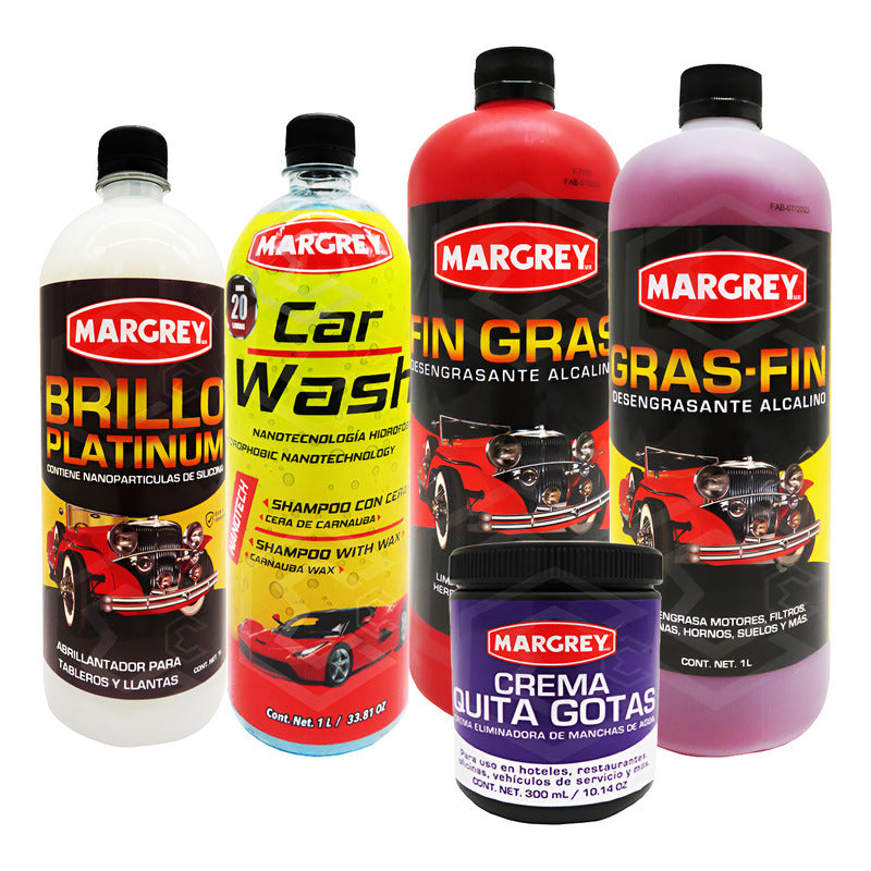 Kit Shampoo Car Wash Gras Fin Gras Crema Quita Gotas Margrey