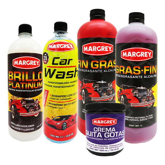 Kit Shampoo Car Wash Gras Fin Gras Crema Quita Gotas Margrey