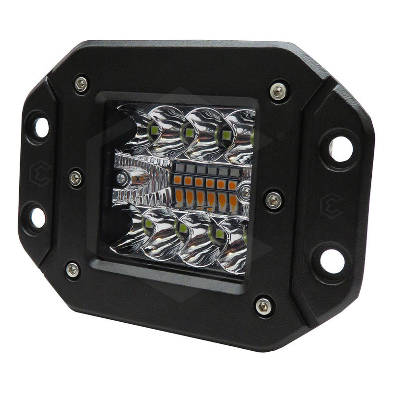 2 Faros Rectangular Bicolor Empotrable 14 Led Estrobo 12/24v