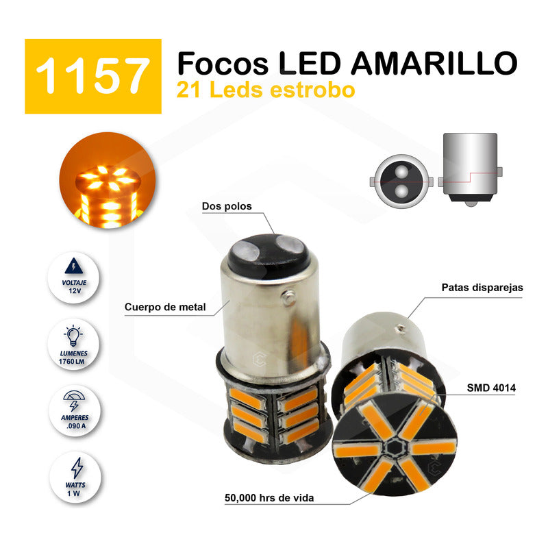 Par De Focos 21 Leds 1157 2 Polos Patas Disparejas Estrobo