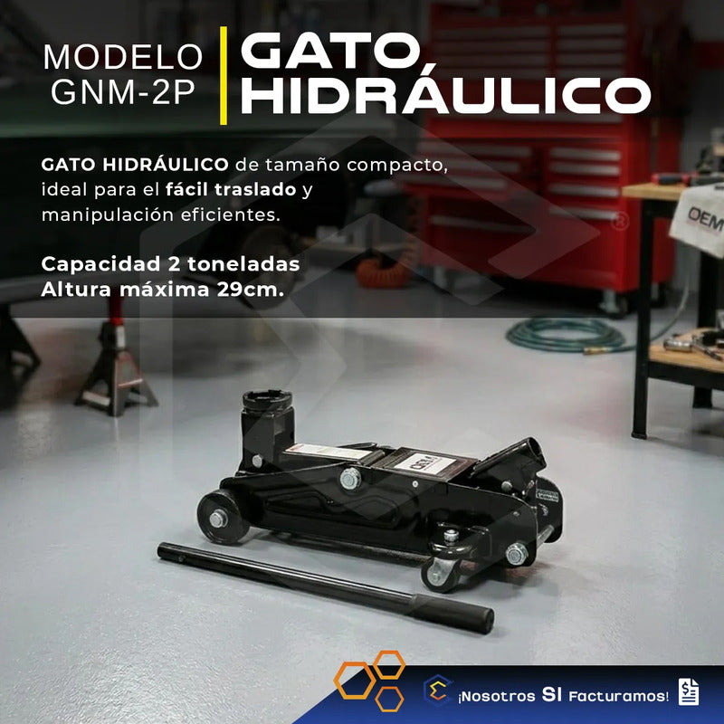 Gato Hidraulico Patín 2 Toneladas Llave Cruz Oem Gnm-2p 29cm