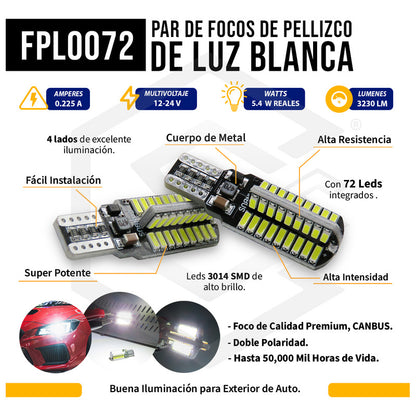 10 Focos Led T15 W16w 912 921 Pellizco Reversa Canbus 12/24v