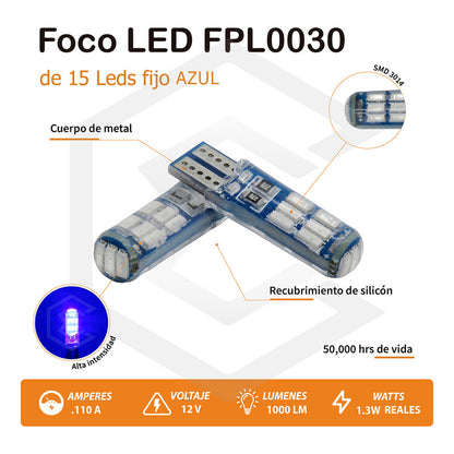 Par Focos De Pellizco T10 15 Leds Encapsulado