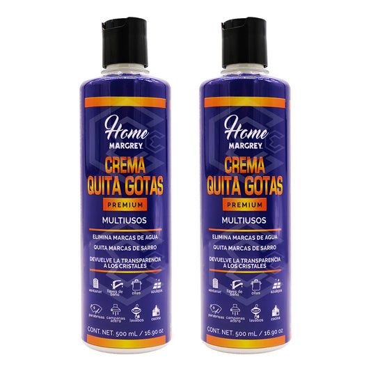 2 Crema Quita Gotas Vidrios Casa Hogar Premium 500ml Margrey Beige