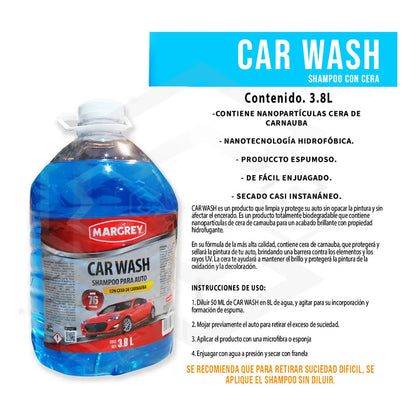Kit Limpieza Automotriz Margrey Shampoo Abrillantador