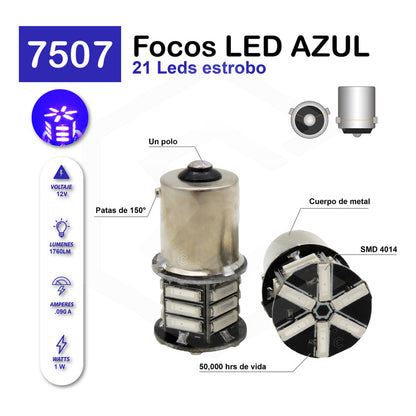 Par Focos 21 Leds 7507 Cuarto Direccional Pata V Estrobo 12v