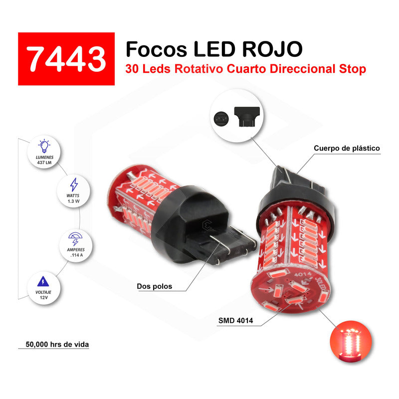 2 Focos Calavera 1157 1156 3157 7440 7443 30 Led Estrobo 12v