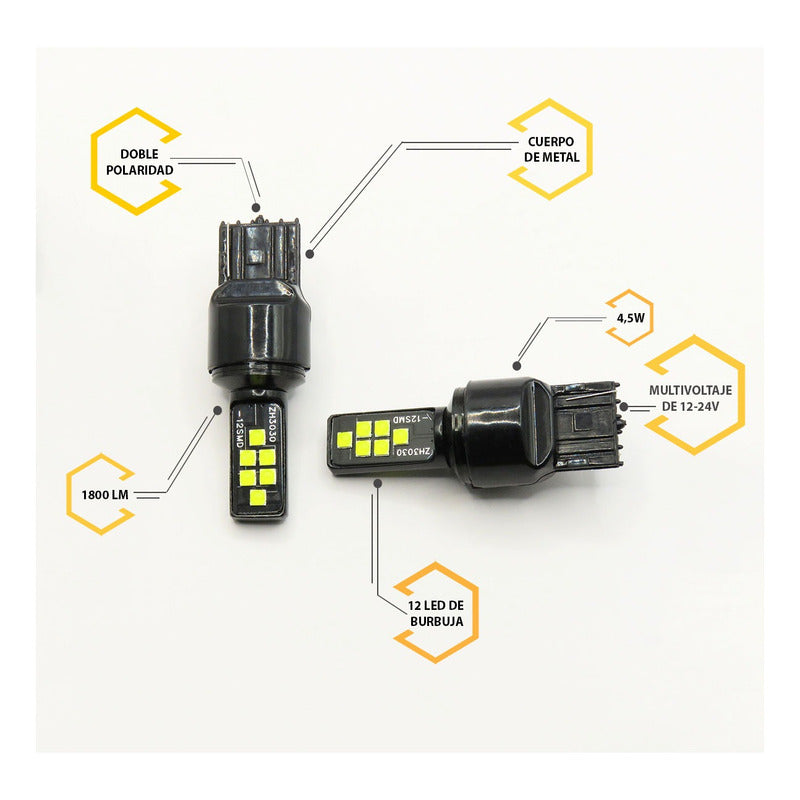 2 Focos 12 Led Canbus Cuarto Stop 12-24v 1156 57 3157  7507