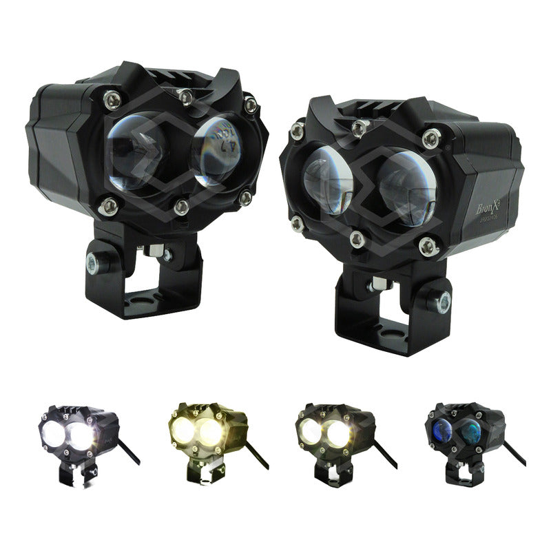 Par De Faros 8 Leds Bicolor Rgb 2 Lupas 5 Funciones 12-24v