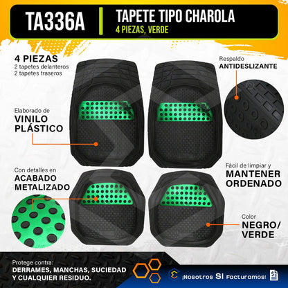 Tapete Tipo Charola Uso Rudo Auto Camioneta Juego 4 Piezas