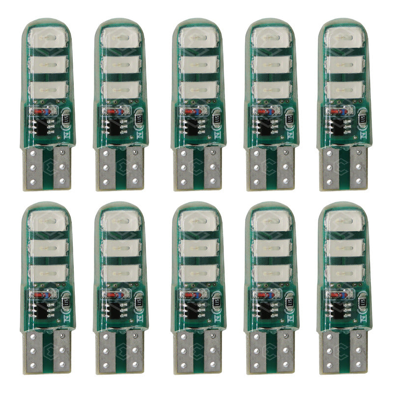 Kit 10 Focos De Pellizco 6 Leds Smd T10 Gel Luz Estrobo 12v