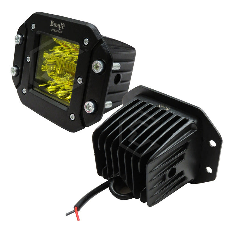 2 Faros Empotrable Fascia 14 Led Blanco O Ambar Fijo 12-24v