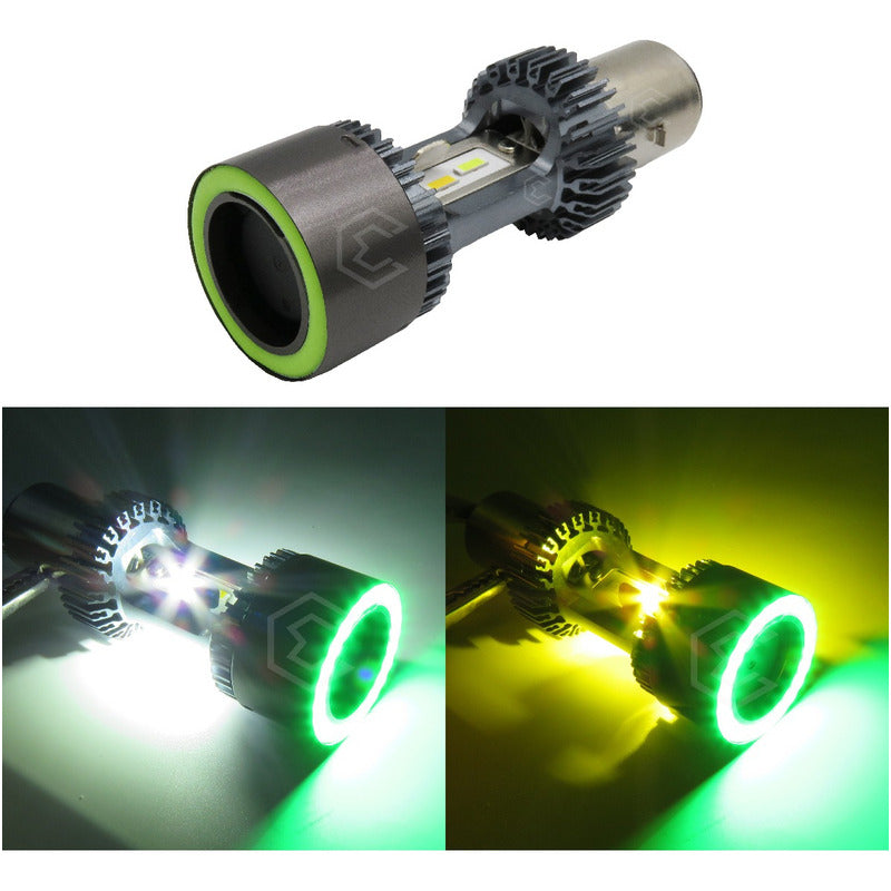 Foco Carro/moto Ba20d Csp Led Bicolor Ojo Ángel 2 Caras 22 W