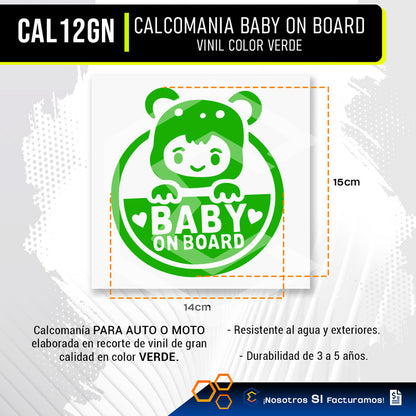 10 Calcomanía Bebé A Bordo Sticker Vinil Auto Moto 14cmx15cm