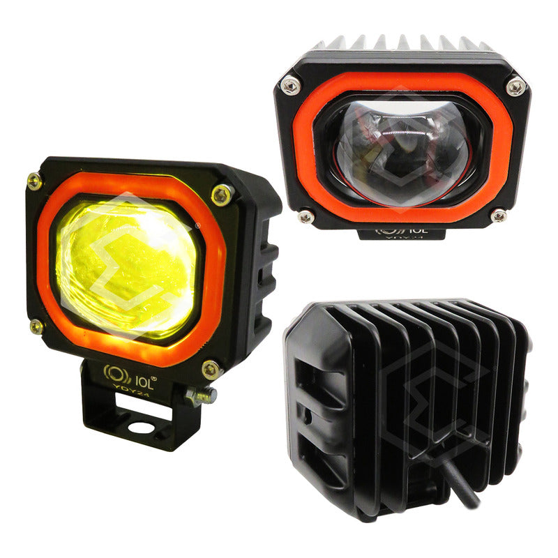 Par De Faros 46 Leds Bicolor 3 Funciones Lupa Aro Gel 10-30v