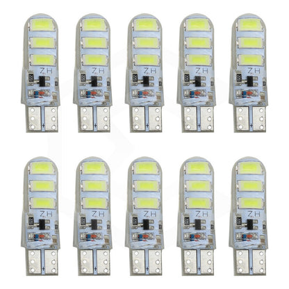 Kit 10 Focos Pellizco Gel T10 Fijo + Estrobo 6 Leds Canbus