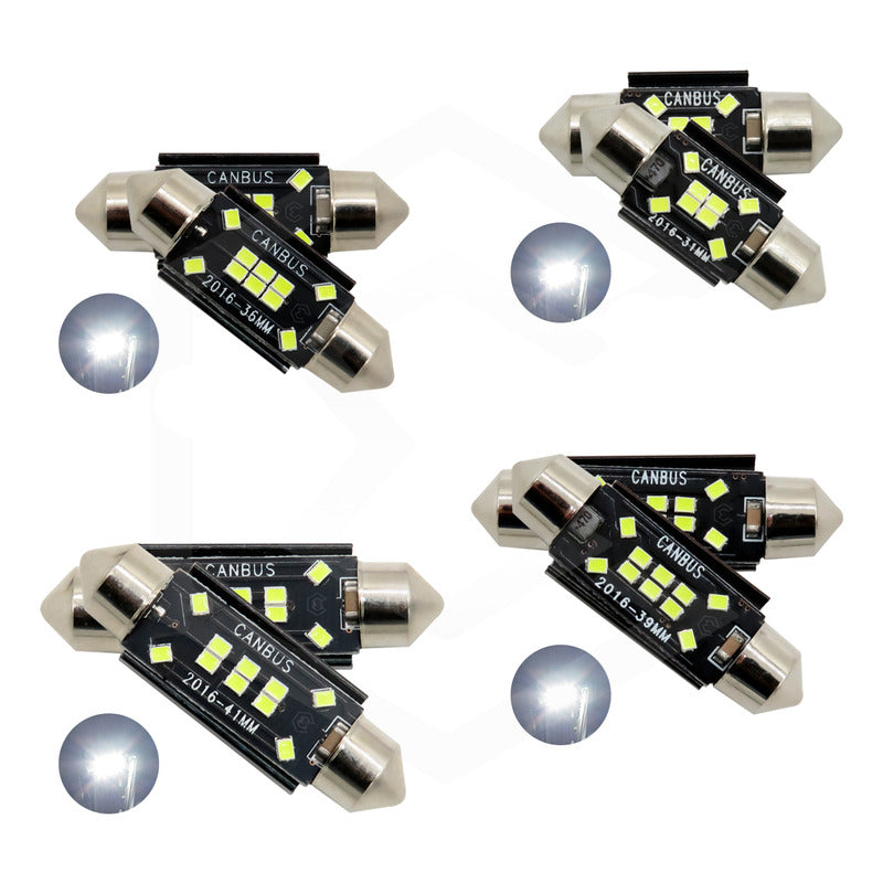 Kit 10 Focos Luz Interior 10 Leds Canbus 31mm 36mm 39mm 41mm