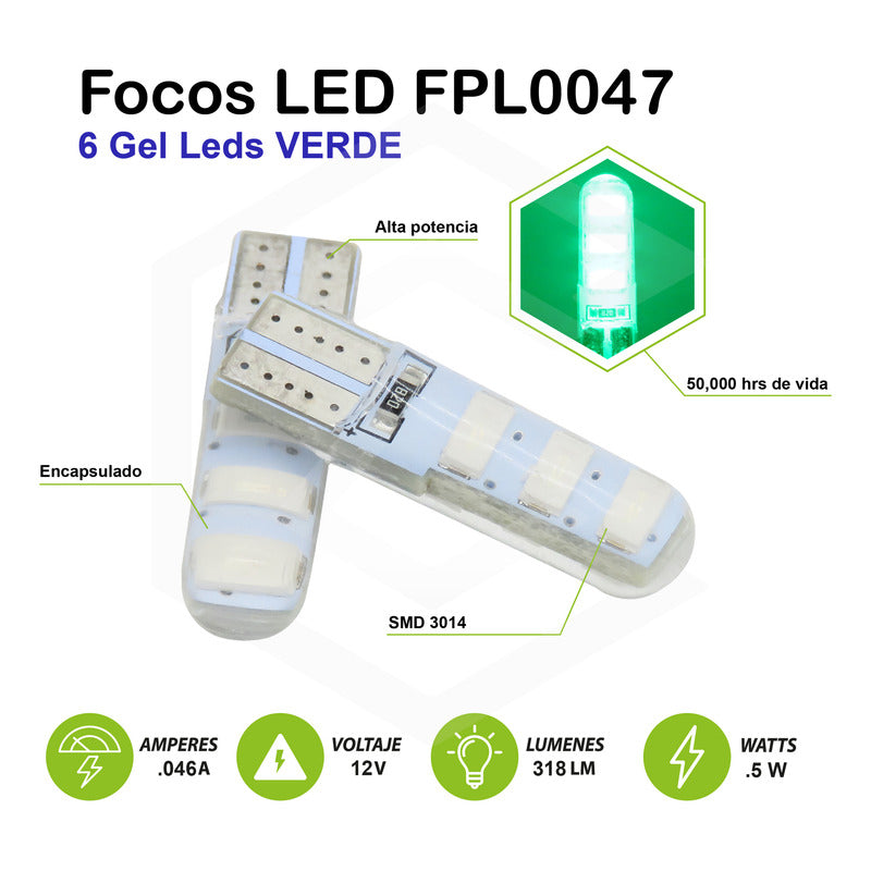 Kit De 10 Focos De Pellizco T10 6 Gel Leds Smd Alta Potencia