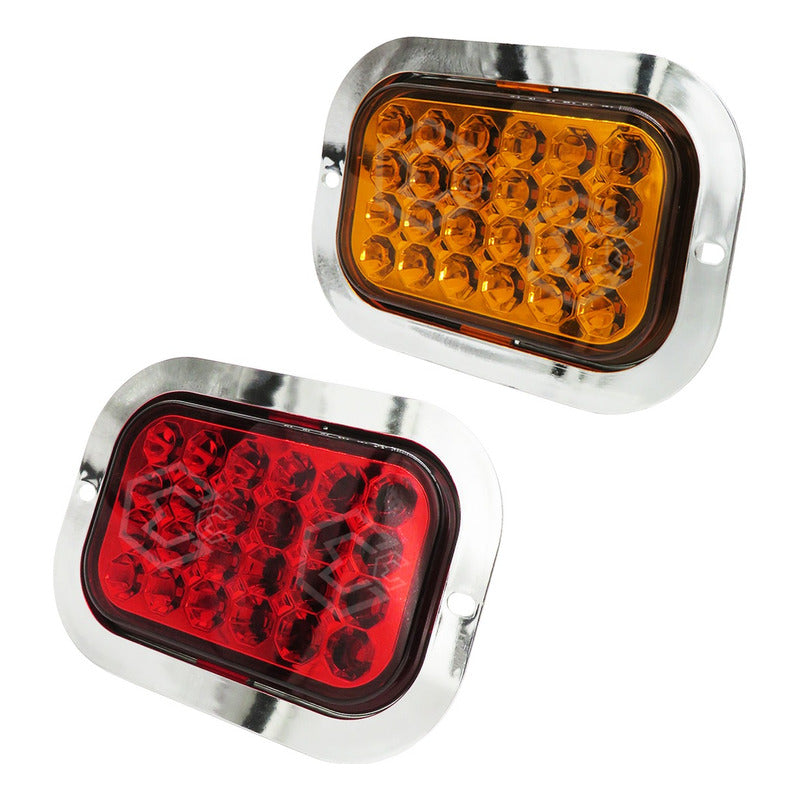 12 Plafón Calavera Rectangular 24 Led Bicel Cromado 12-24v