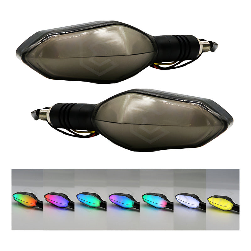 Par De Direccionales Luz Led Rgb Universal Con Lupa Imán 12v Rgb