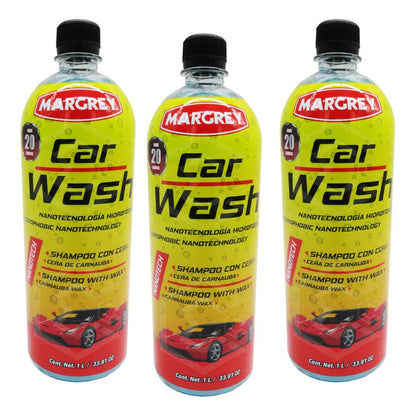 3 Shampoo Con Cera Para Auto Espumoso - Car Wash Margrey 1lt