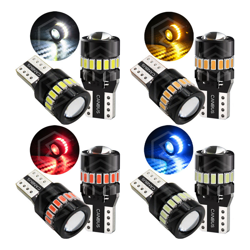 Kit 10 Focos De Pellizco 19 Leds T10 Canbus Lupa 2.4w 700lm