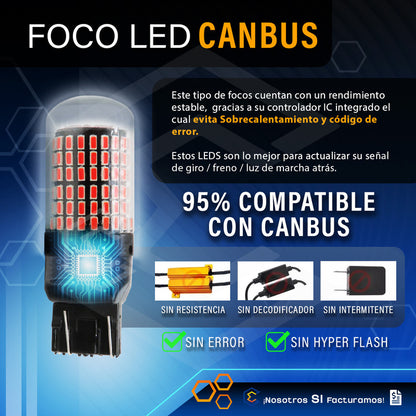 Par Focos 7443 T20 144 Leds Canbus Cristal Cuartos Stop 12v