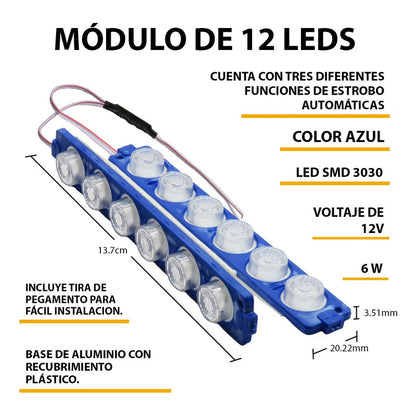 10 Módulos 12 Leds Código 3 Funciones Grúa Torrera 6w T