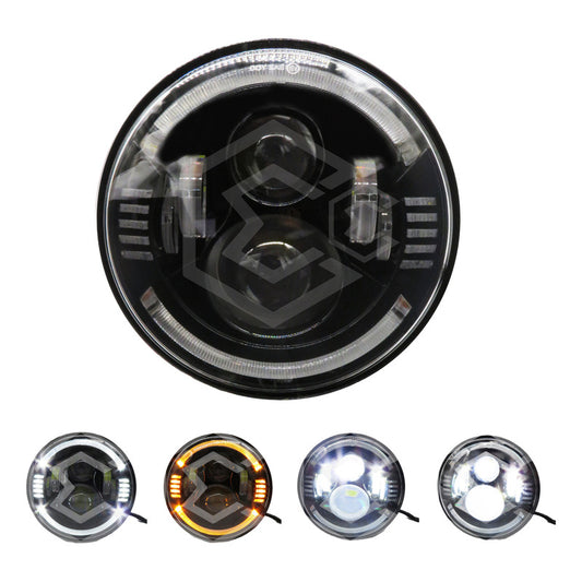 Par Faros Led 7'' Pulgadas Redondo Jeep Vocho 6 Lupas 12-24v