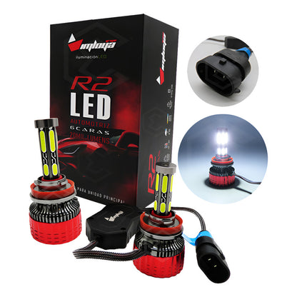 2 Focos Led H11 Ventilador Alta Baja Aro Luz 15,000lm 12-24v H11