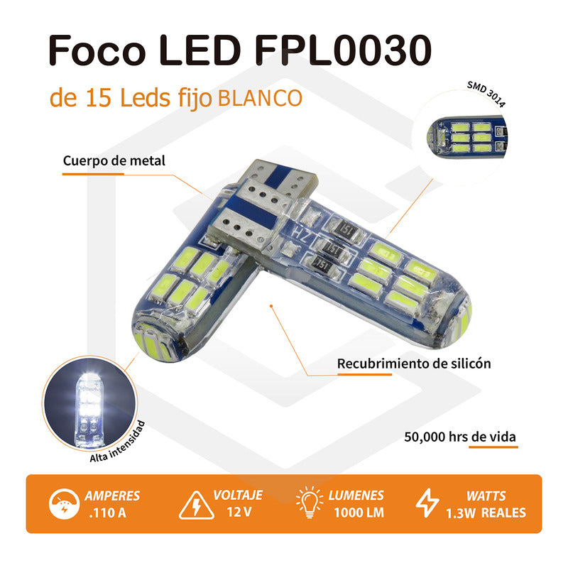 Par Focos De Pellizco T10 15 Leds Encapsulado