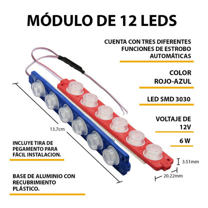 10 Módulos 12 Leds Código 3 Funciones Grúa Torrera 6w T