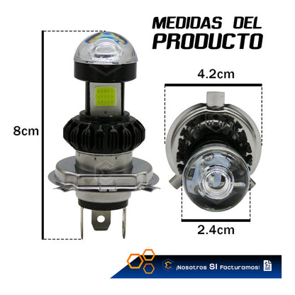 Foco Moto H4 30 Led Cob Alta Y Baja Lupa Luz Blanca 6.5w 12v