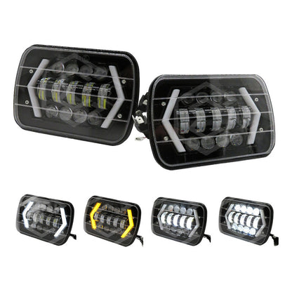 Par De Faros Unidad 5x7 Luz De Cortesía Con 13 Lupas 12-24v