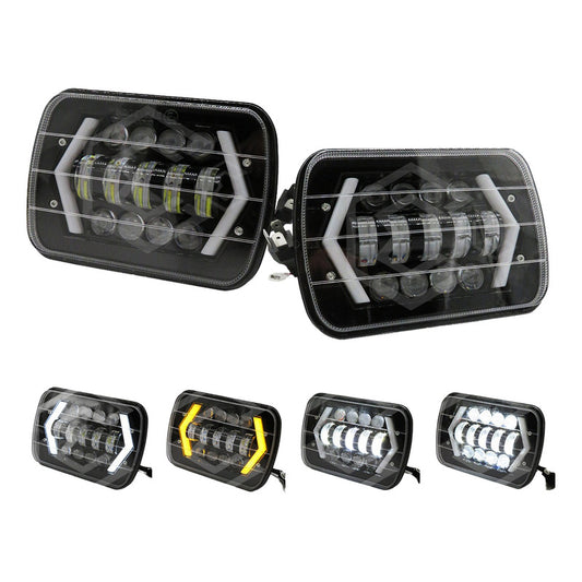 Par De Faros Unidad 5x7 Luz De Cortesía Con 13 Lupas 12-24v