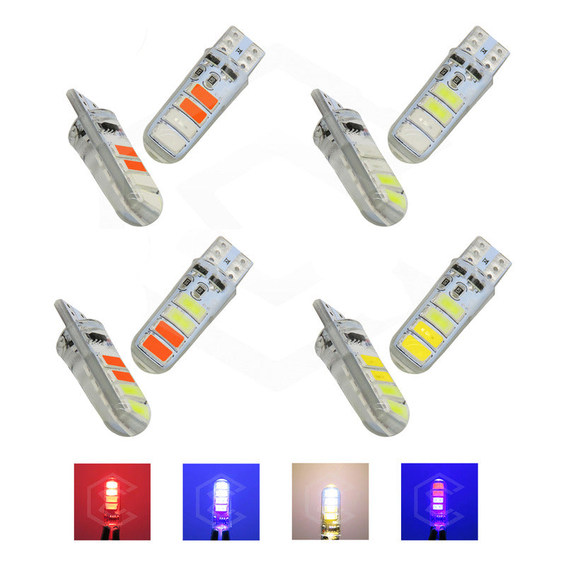 Kit 5 Pares Focos De Pellizco T10 8 Leds Estrobo En Codigo