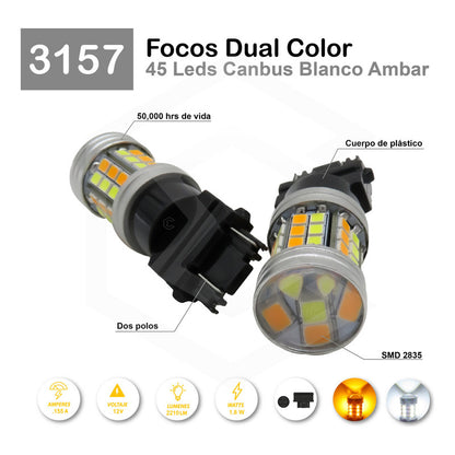 Dos Focos Led 1034 7443 1157 3157 T20 Canbus Dual Color 12vt
