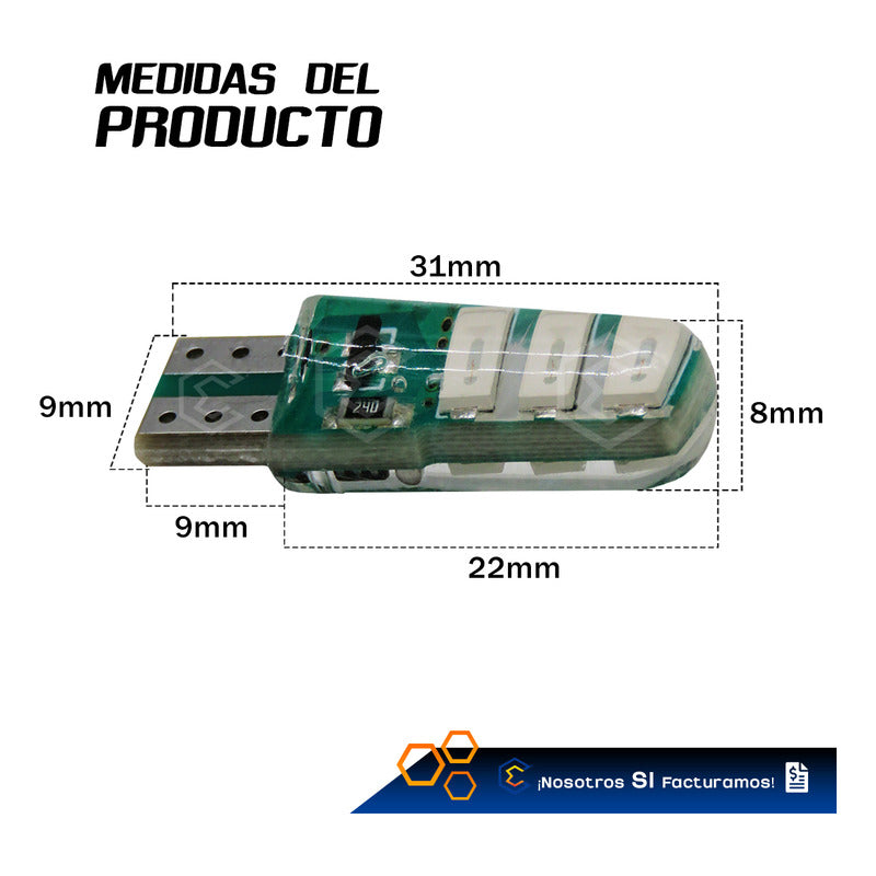 Par De Focos De Pellizco 6 Leds Smd T10 Gel Luz Estrobo 12v