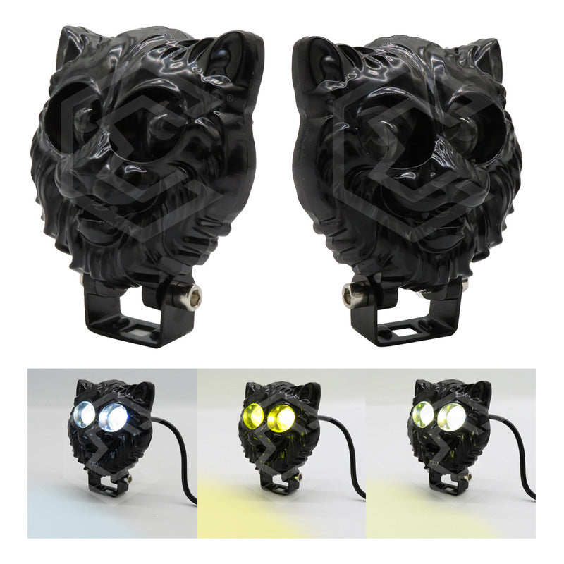 Par De Faros 6 Leds 2 Lupas Bicolor Fijo Estrobo Puma 12-24v
