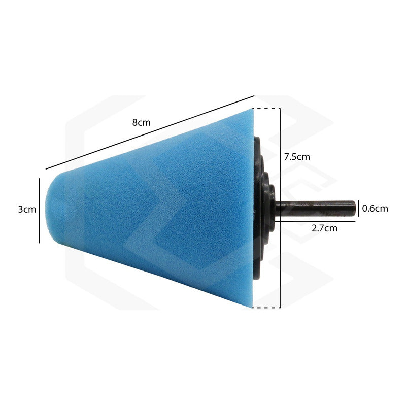 3 Conos Para Pulido De Rines Esponja Marca Etari Azul Corte 40