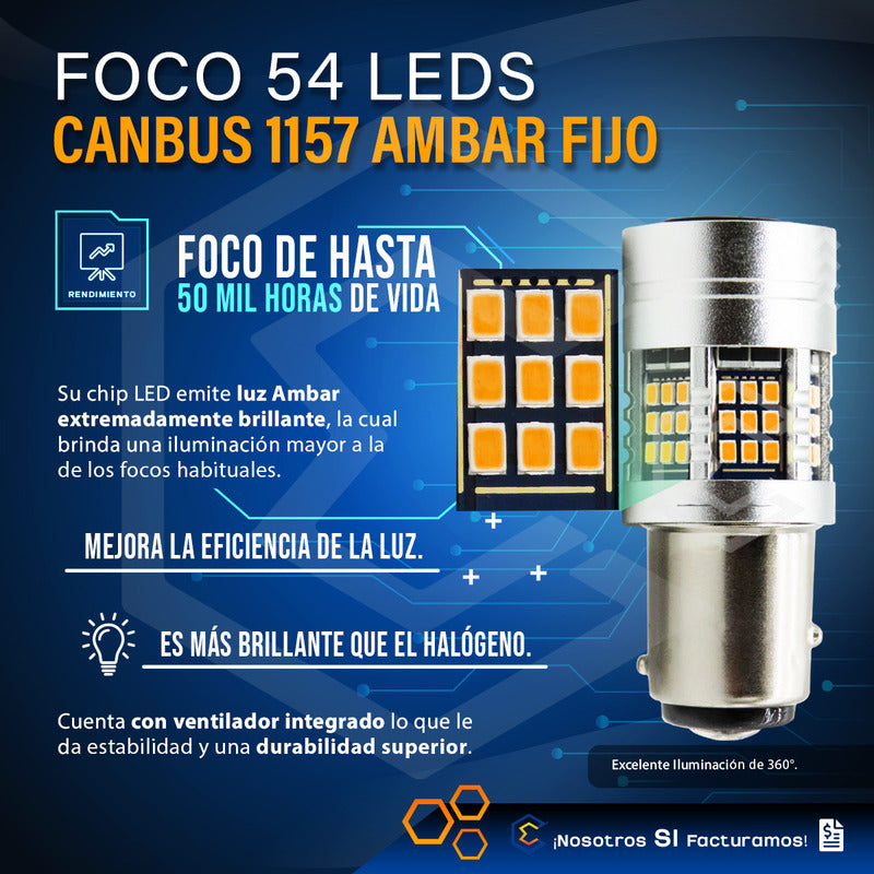 2 Focos 1157 54 Leds Canbus Fijo Ventilador 12v 29w 1000lm