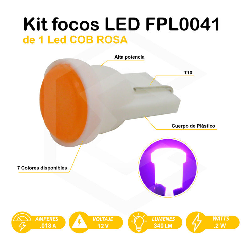 Kit De 10 Focos De Pellizco T10 1  Led Cob Alta Potencia 12v