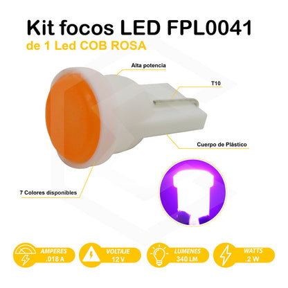 Kit De 10 Focos De Pellizco T10 1  Led Cob Alta Potencia 12v