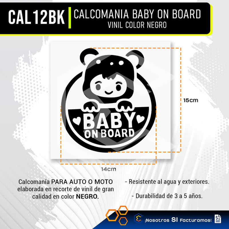 10 Calcomanía Bebé A Bordo Sticker Vinil Auto Moto 14cmx15cm