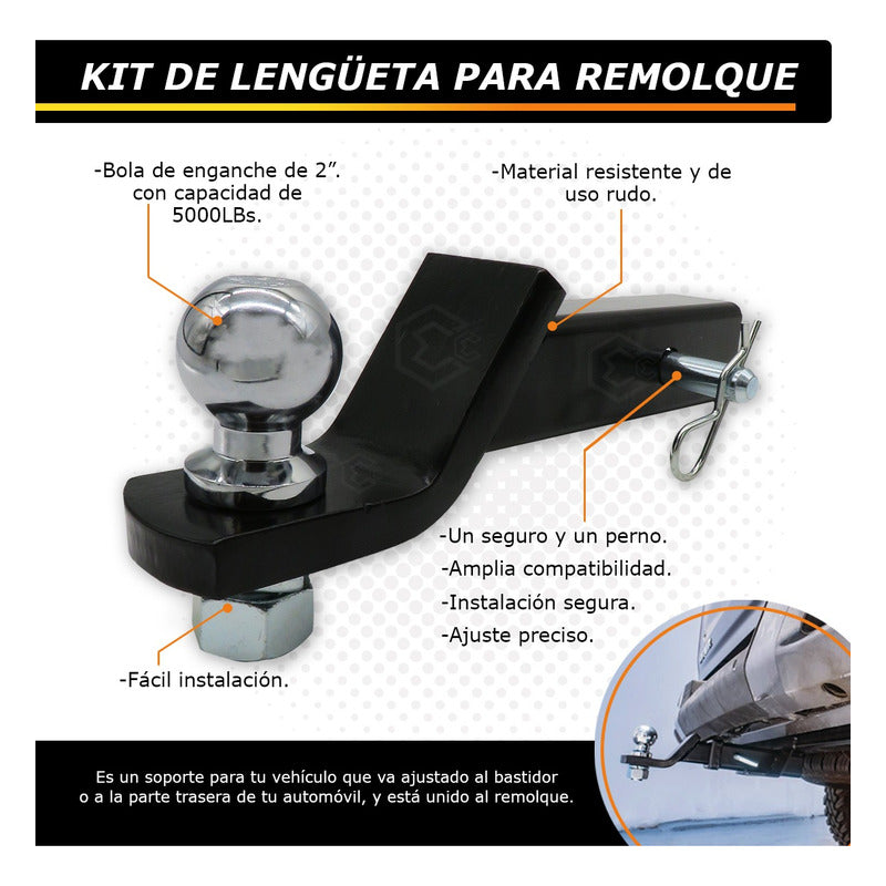 Kit De Arrastre Lengüeta Perno Con Bola De Remolque 2 PuLG