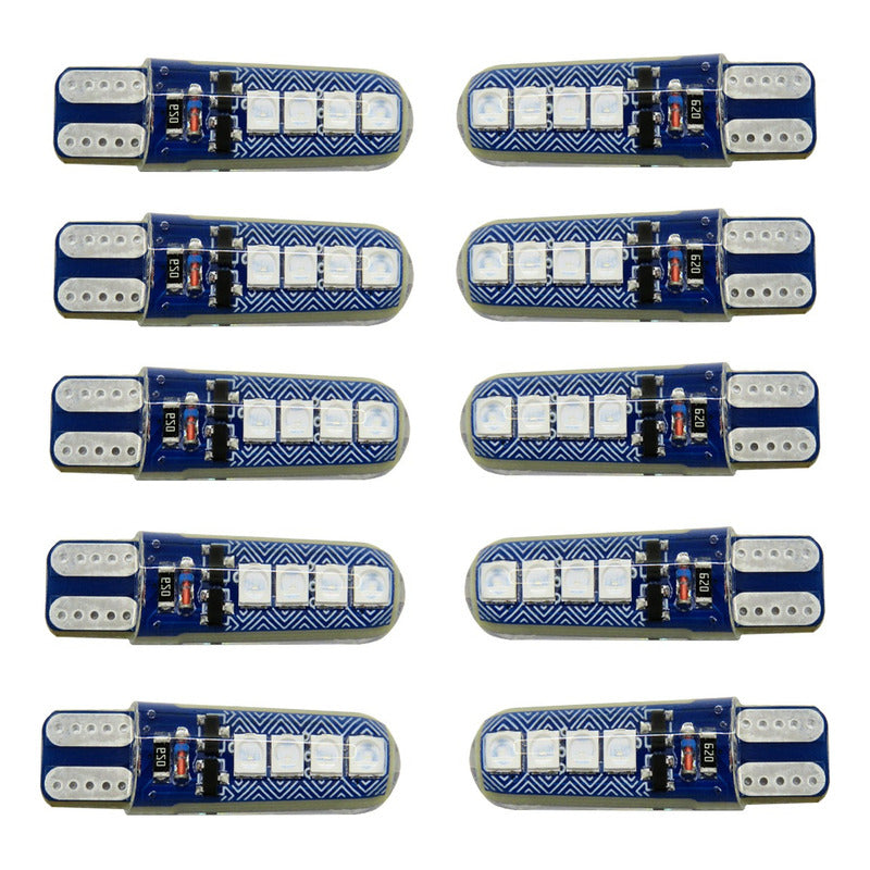 Kit 10 Focos Pellizco T10 8 Led Codigos 3 Funciones 12v T