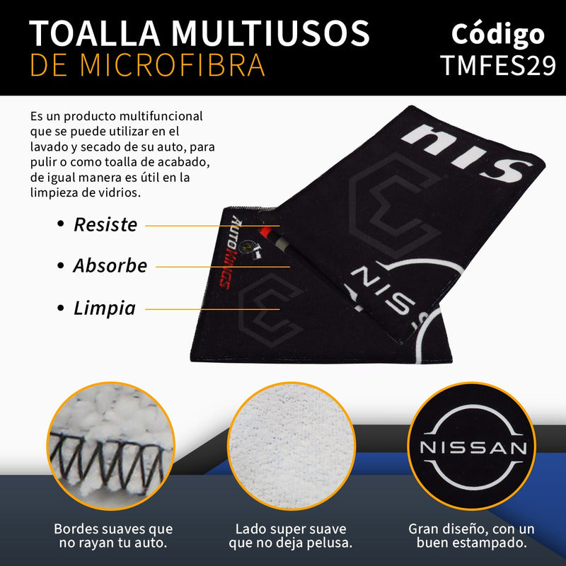 Toalla Microfibra Para Auto Nissan March Tsuru Tiida 55x40
