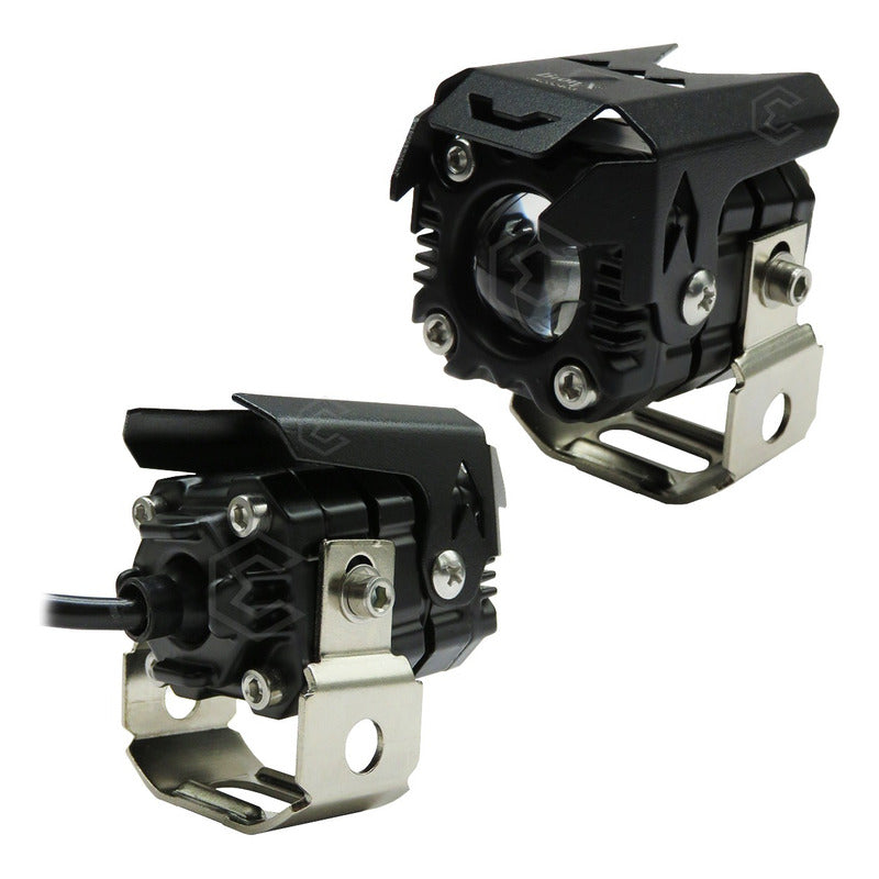 2 Faros Bicolor 6 Hiperled Lupa Moto Fijo 12-24v 20,500lm
