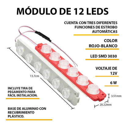 10 Módulos 12 Leds Código 3 Funciones Grúa Torrera 6w